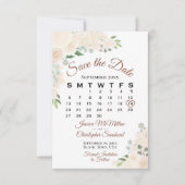 Blush Peach Waterverf Bloemen Bruiloft Kalender Save The Date (Voorkant)