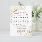 Blush Peach Waterverf Bloemen Bruiloft Kalender Save The Date (Staand voorkant)