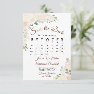 Blush Peach Waterverf Bloemen Bruiloft Kalender Save The Date