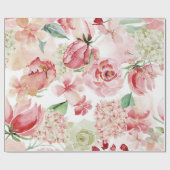 Blush & Peach Waterverf bloemenpatroon bruiloft Cadeaupapier (Vlak)