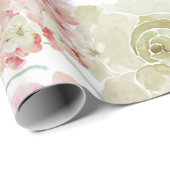 Blush & Peach Waterverf bloemenpatroon bruiloft Cadeaupapier (Rol Hoek)