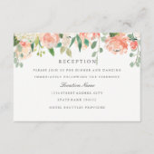Blush Peach Waterverf Floral bruiloft receptie Informatiekaartje (Voorkant)