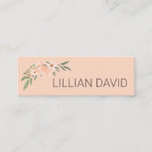 Blush Peach Waterverf Floral Roos & Sage Greenery Mini Visitekaartje (Voorkant)