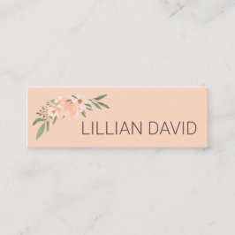 Blush Peach Waterverf Floral Roos & Sage Greenery Mini Visitekaartje