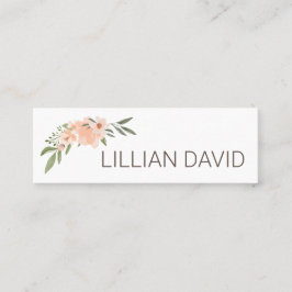 Blush Peach Waterverf Floral Roos & Sage Greenery Mini Visitekaartje