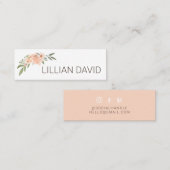 Blush Peach Waterverf Floral Roos & Sage Greenery Mini Visitekaartje (Voorkant / Achterkant)