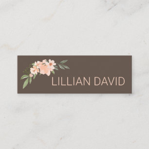 Blush Peach Waterverf Floral Roos & Sage Greenery Mini Visitekaartje