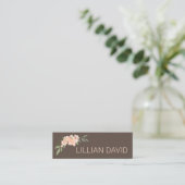 Blush Peach Waterverf Floral Roos & Sage Greenery Mini Visitekaartje (Staand voorkant)