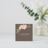 Blush Peach Waterverf Floral Roos & Sage Greenery Vierkante Visitekaartje (Staand voorkant)
