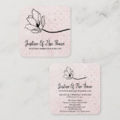 *~* Blush Pearl Glitter Peach Pink Line Art Flower Vierkante Visitekaartje (Voorkant / Achterkant)