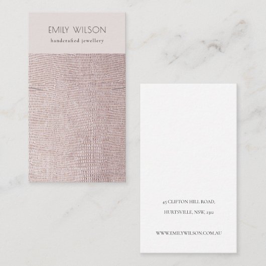 Blush Pearl Leather Texture Ketting Display Visitekaartje (Voorkant / Achterkant)