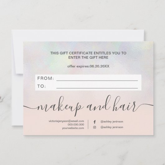 Blush pearl nacre ombre gift certificate (Achterkant)