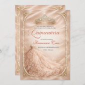 Blush & Pearl Royal Tiara quinceanera Kaart (Voorkant / Achterkant)
