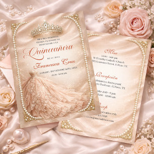 Blush & Pearl Royal Tiara Spaanse quinceanera Kaart
