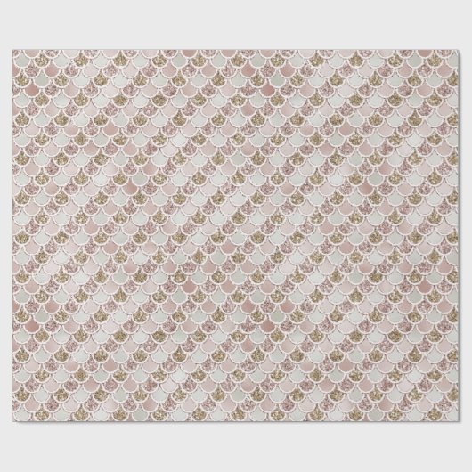 Blush Pearl Shell Gold Glitter Mermaid Cadeaupapier (Vlak)