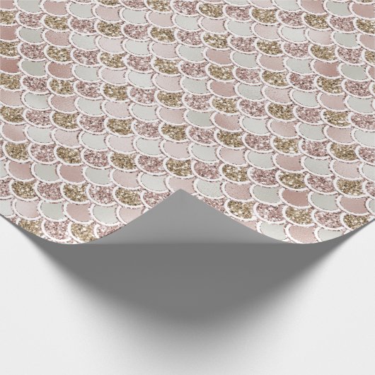 Blush Pearl Shell Gold Glitter Mermaid Cadeaupapier (Hoek)