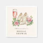 Blush Pearls en Prosecco Vrijgezellenfeest Servet (Voorkant)