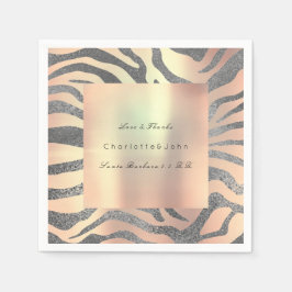 Blush Pearly Pink Rose Gold Silver Peach Zebra Servetten
