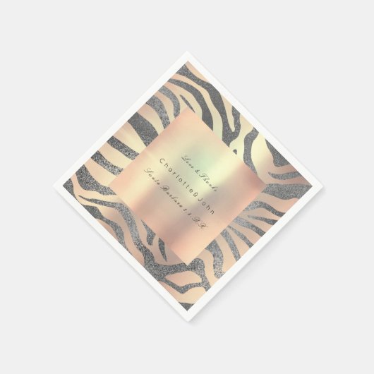 Blush Pearly Pink Rose Gold Silver Peach Zebra Servetten (Hoek)
