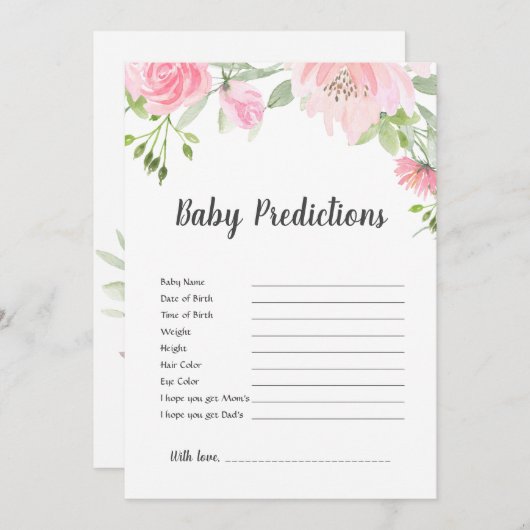 Blush Peonies Baby Predication Game (Voorkant / Achterkant)