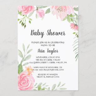 Blush Peonies Baby shower Kaart