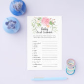 Blush Peonies Baby shower UK Word Scramble Flyer (Enkel)