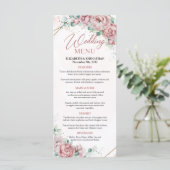 Blush peonies eucalyptus faux Gold lijst menu (Staand voorkant)