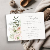 Blush Peonies Eucalyptus Foliage Weddenschap Informatiekaartje
