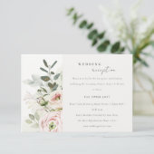 Blush Peonies Eucalyptus Foliage Weddenschap Informatiekaartje (Staand voorkant)