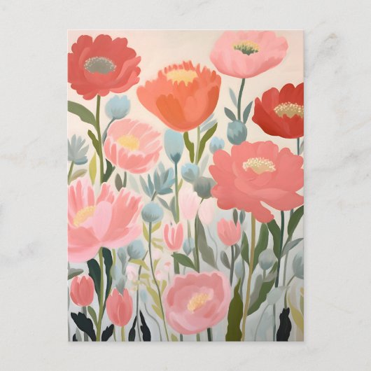 Blush Peonies Floral Art Briefkaart (Voorkant)