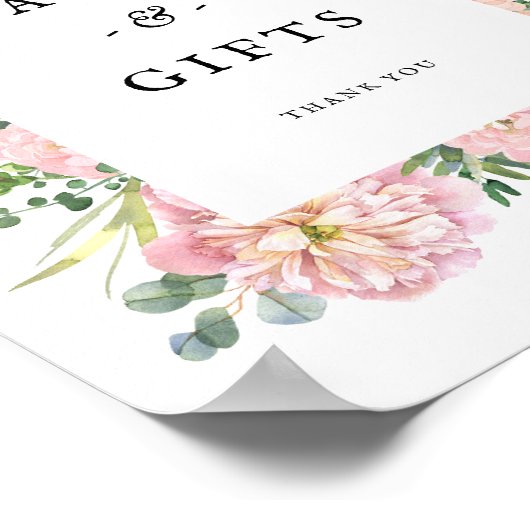 Blush Peonies Hydrangea Eucalyptus Kaarten Gifts Poster (Hoek)