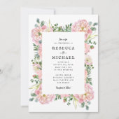 Blush Peonies Hydrangea Eucalyptus Wedding Kaart (Voorkant)