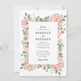 Blush Peonies Hydrangea Eucalyptus Wedding Kaart