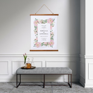 Blush Peonies Hydrangea Eucalyptus Weduwschap Welk Hangend Wandkleed