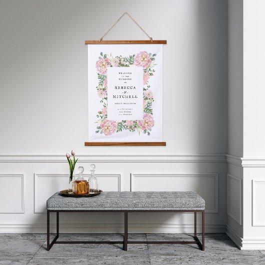 Blush Peonies Hydrangea Eucalyptus Weduwschap Welk Hangend Wandkleed