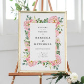 Blush Peonies Hydrangea Eucalyptus Weduwschap Welk Poster