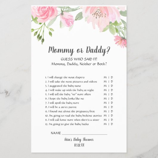 Blush Peonies mama of papa Game Flyer (Voorkant)