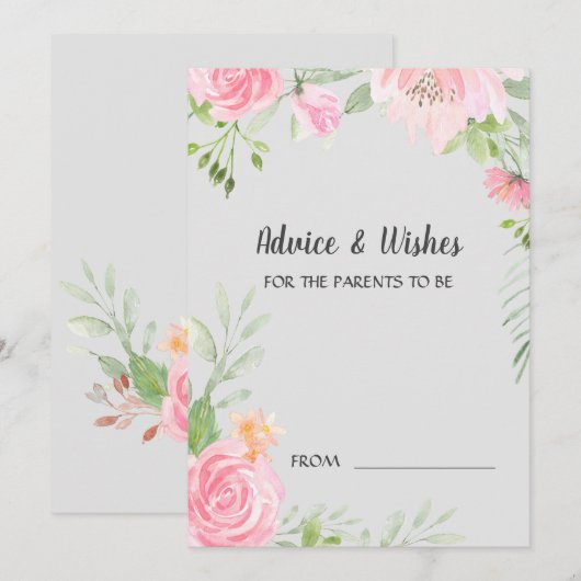 Blush Peonies op Grey Baby shower Advice Kaarten (Voorkant / Achterkant)