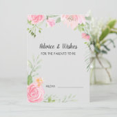 Blush Peonies op Grey Baby shower Advice Kaarten (Staand voorkant)
