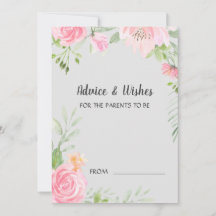 Blush Peonies op Grey Baby shower Advice Kaarten