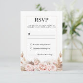 Blush Peonies Pampas Grass RSVP Response Kaart (Staand voorkant)