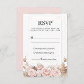Blush Peonies Pampas Grass RSVP Response Kaart (Voorkant / Achterkant)