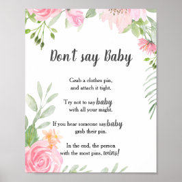 Blush Peonies Zeg geen Baby Poster