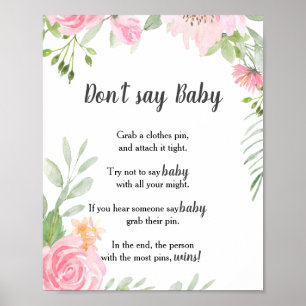 Blush Peonies Zeg geen Baby Poster