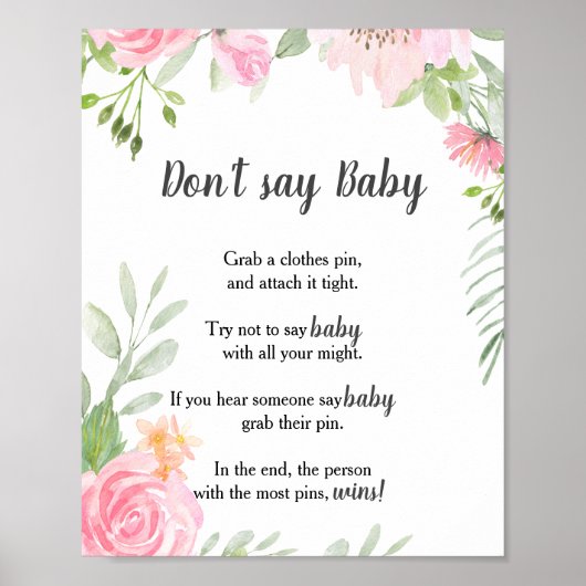 Blush Peonies Zeg geen Baby Poster (Voorkant)