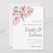 Blush Peonnies Floral Wedding Kaart (Voorkant)