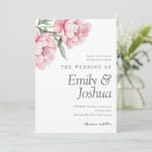 Blush Peonnies Floral Wedding Kaart (Staand voorkant)