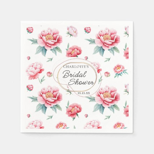Blush Peony Aangepaste naam servetten (Voorkant)