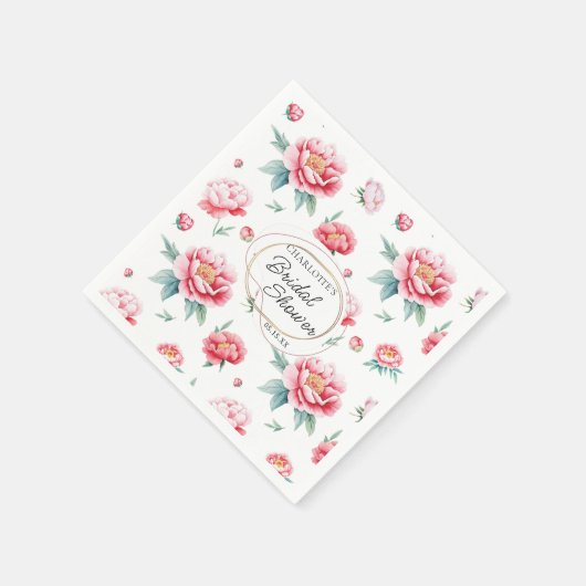 Blush Peony Aangepaste naam servetten (Hoek)