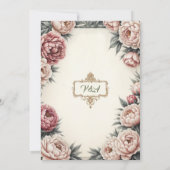 Blush Peony  Bloemen Huwelijksuitnodiging Kaart (Achterkant)